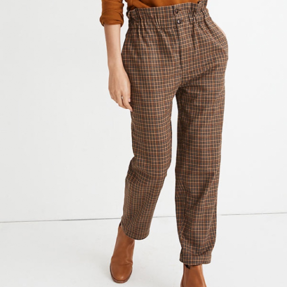 Plaid Paperbag Tapered Pants